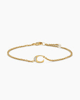 Petite Pavé Initial Chain Bracelet in 18K Yellow Gold with Diamond C